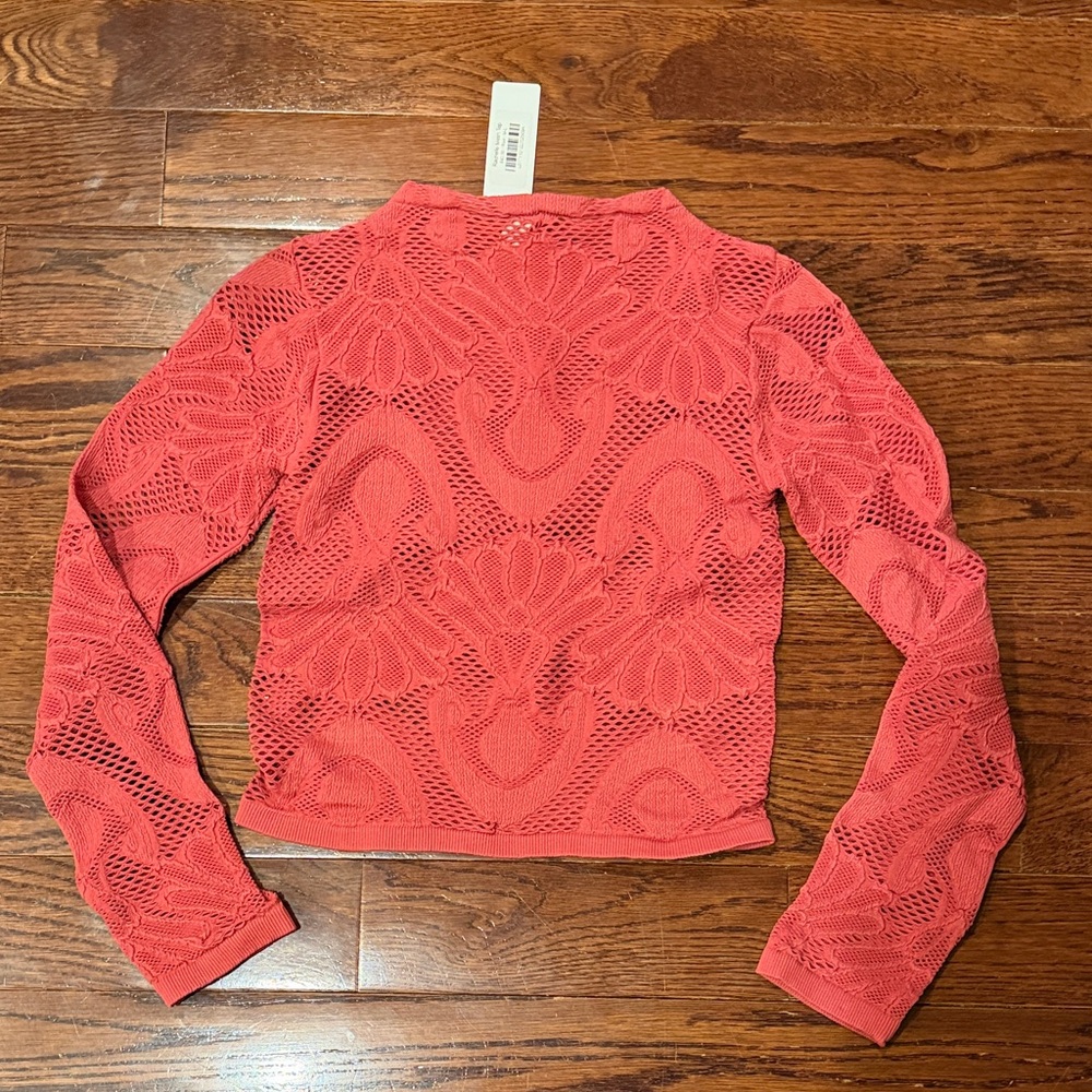 Elegant Coral Lace Women's Top size M-L